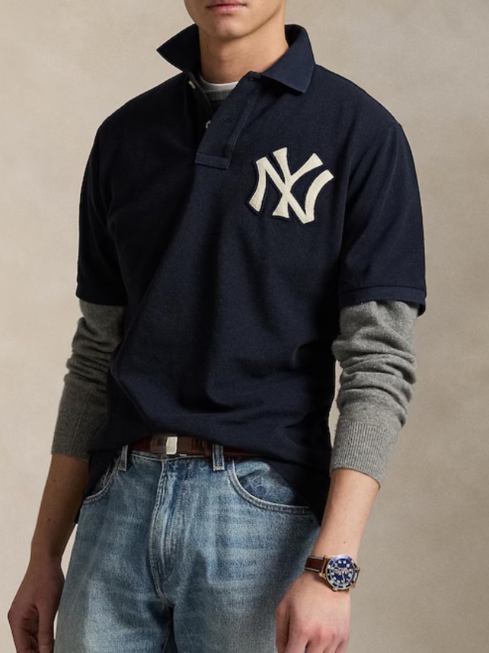 Polo by Ralph Lauren Navy Blue New York Yankees Logo Polo Shirt - Picture 3 of 12